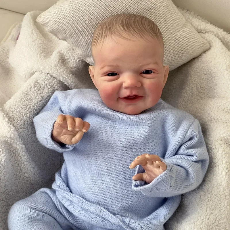 NPK 19 ''piel 3D de alta cantidad con venas visibles igual que la foto Reborn Charlie Smile Face muñeca bebé realista de tacto suave - imagen 4