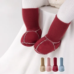 Zapatos gruesos de cuero de ante para bebé, botines cálidos de felpa para invierno, botines de piel para niñas, botines Unisex de piel de oveja para niños, primeros caminantes