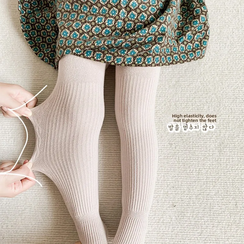 Leggings para niña: medias de una pieza gruesas y con forro polar: ¡ropa térmica cálida y de color sólido para bebés y niños pequeños este invierno! - imagen 2