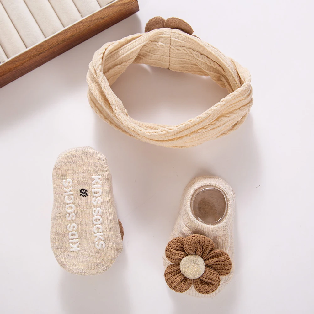 Diademas de nailon antideslizantes con floral para bebé – Algodón suave - imagen 3