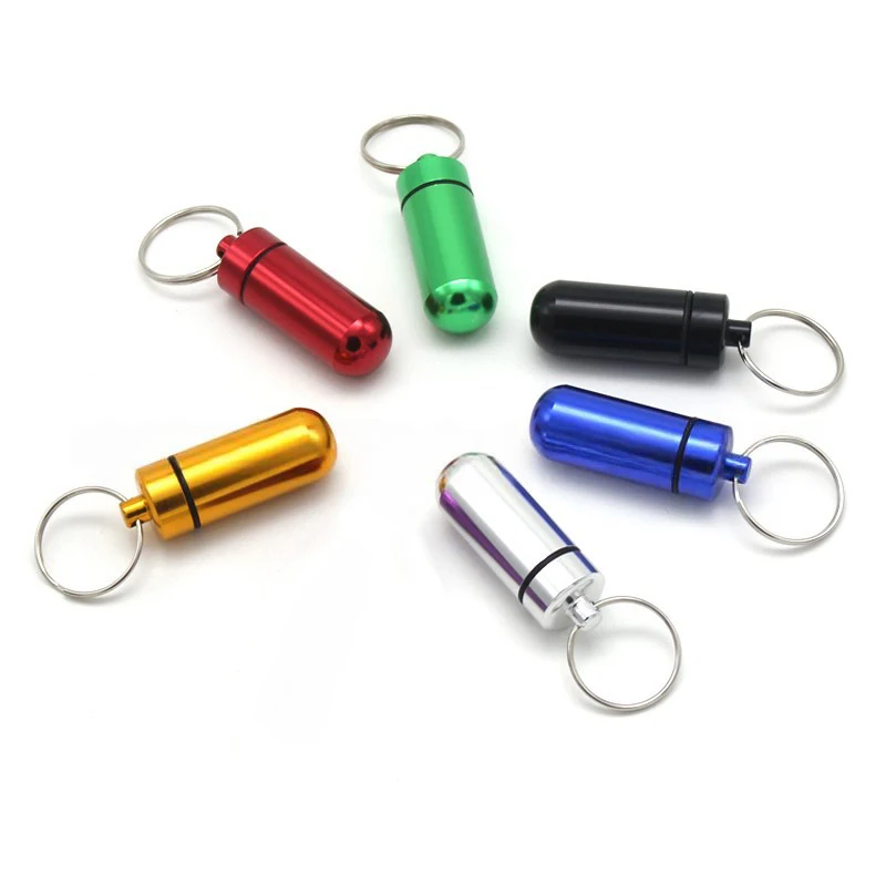 3-6 unids/pack impermeable de aleación de aluminio caja de medicina contenedor de tableta llavero de botella 6 colores disponibles herramienta de transporte portátil ZYF - imagen 3