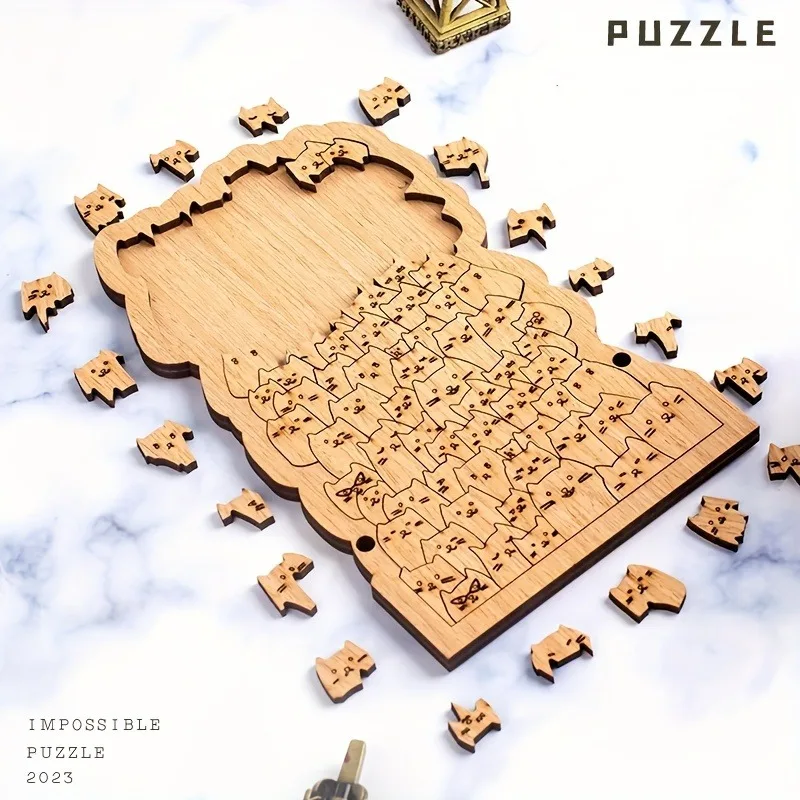 Puzzle de madera con gatos educativo para niños y adultos