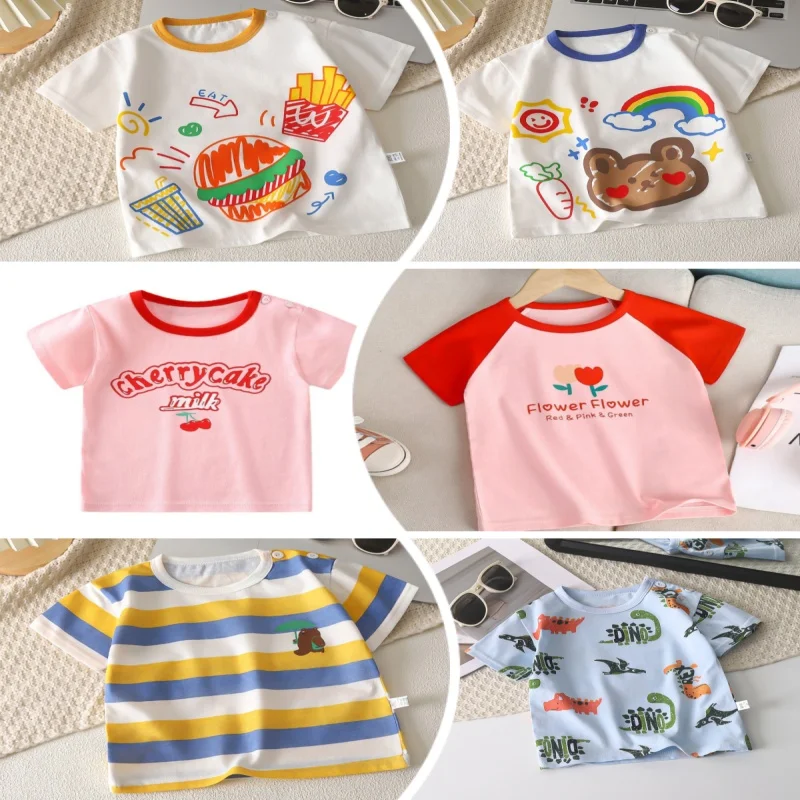 Camiseta de algodón puro manga corta para niños y niñas - imagen 2