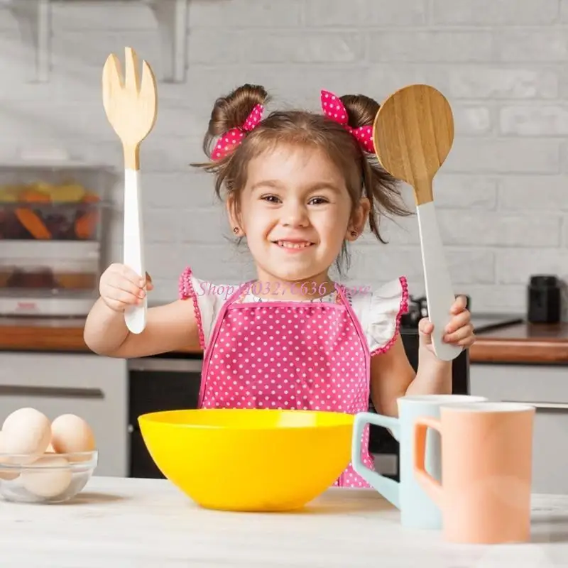 R6FD 11pcs Lindos niños para cocinar juego cochecitos, incluye delantal para niñas, gorro chef - imagen 3