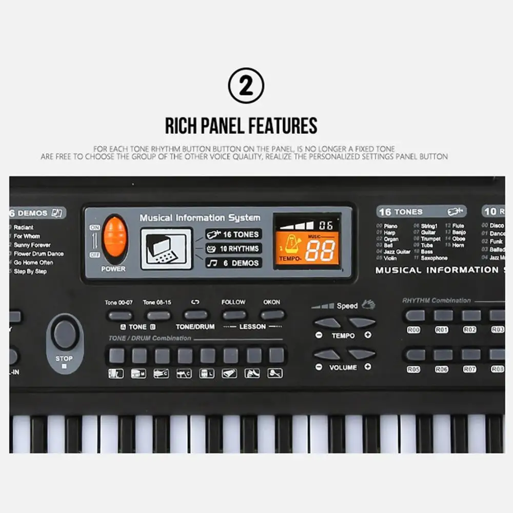 Piano electrónico educativo infantil con micrófono - imagen 2