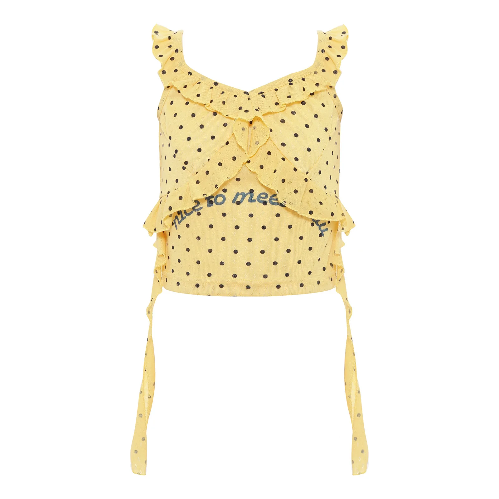Camiseta sin mangas con volantes y estampado de letras para chicas