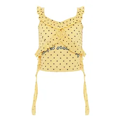 Camiseta sin mangas con volantes y estampado de letras para chicas