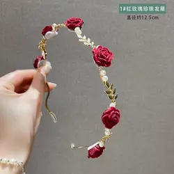 Diadema perlas rosas verano retro tocado horquillas
