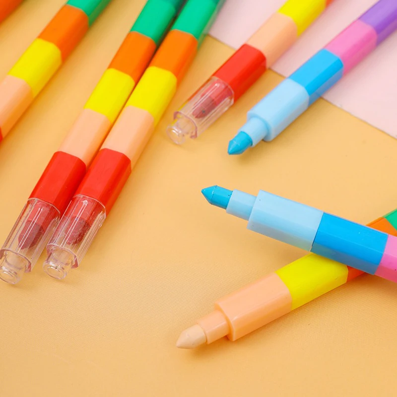 12/24/36 Uds. Crayones apilables pintura papelería 12 colores Arco Iris bloques de construcción crayón cumpleaños Festival fiesta recuerdos ZYF - imagen 3
