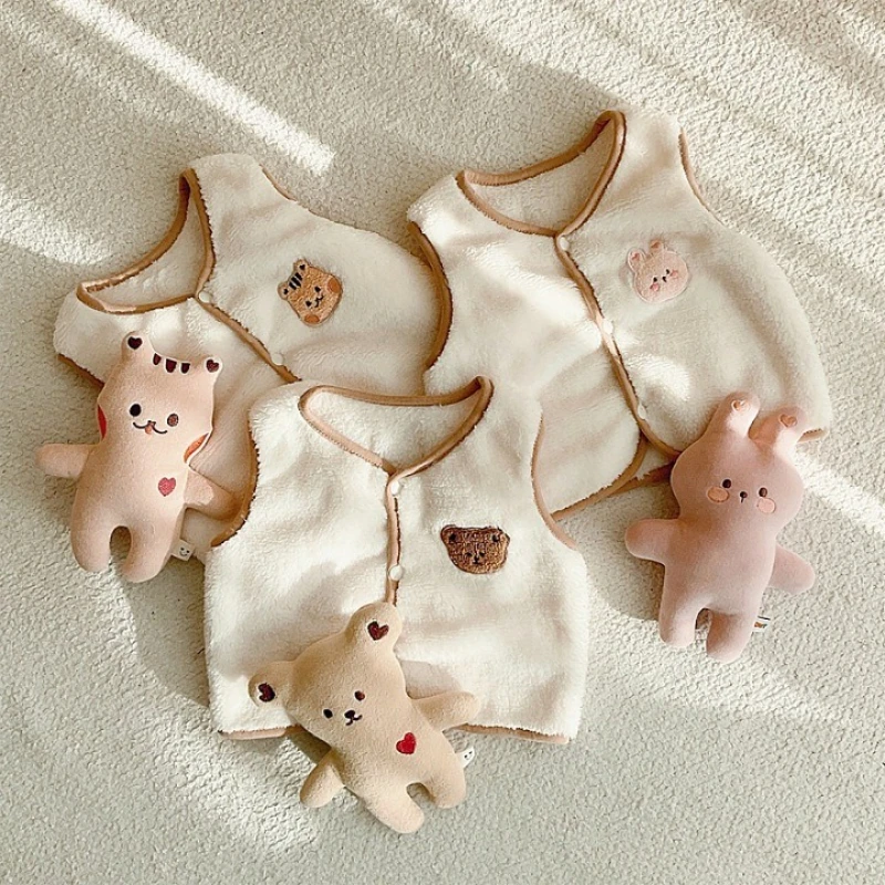 Lindo chaleco de bebé para niños de 6 a 24 meses, ropa de invierno para niños y niñas, chaleco térmico grueso para niños, chaleco de felpa suave, abrigo exterior - imagen 3