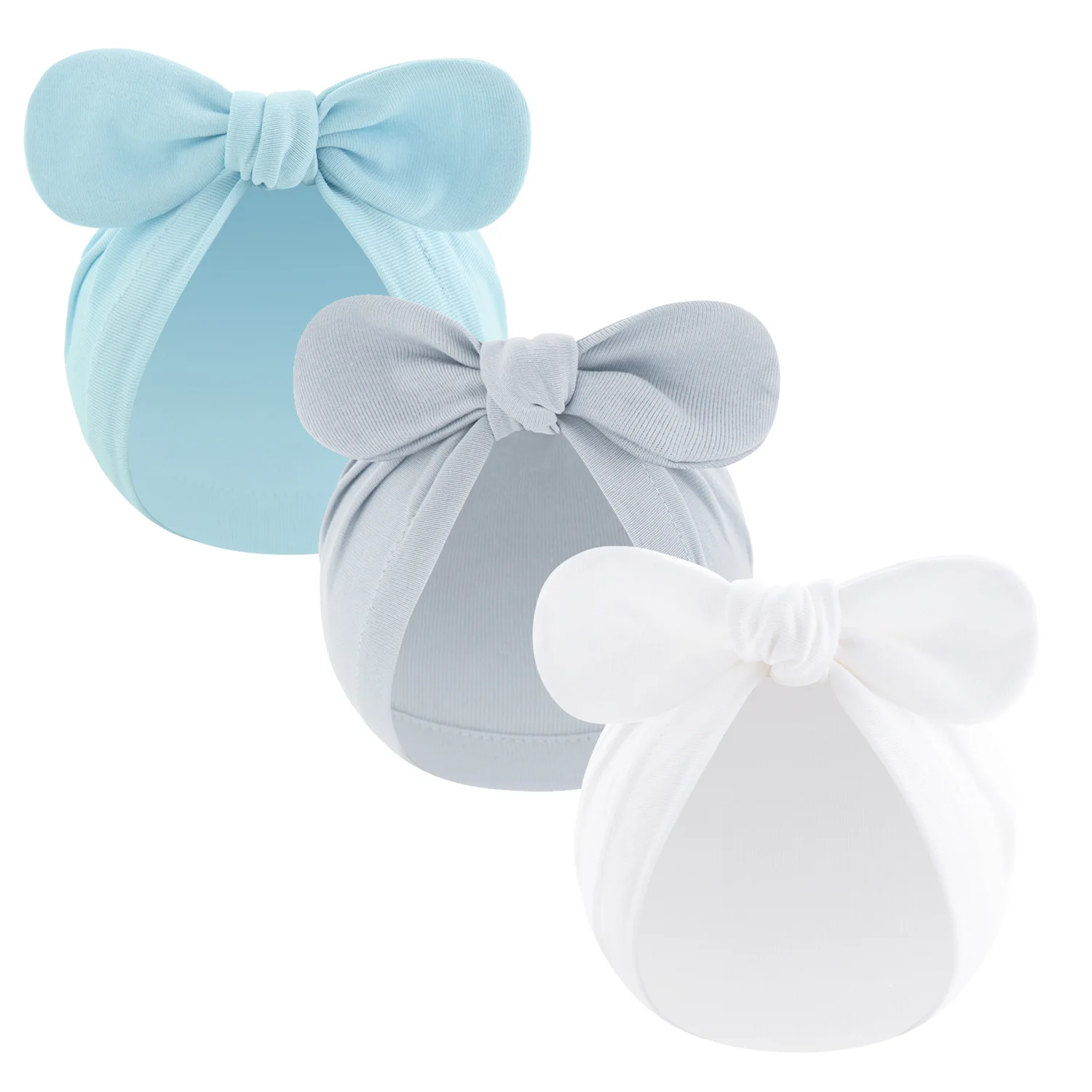 Gorro de algodón suave de Color sólido para bebé, gorro elástico con lazo anudado para niña pequeña, gorro para guardería, accesorios para bebé de 0 a 24M - imagen 5