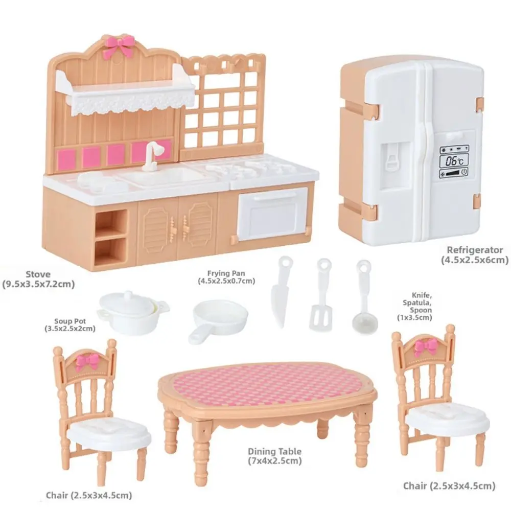 1 Juego de 5 estilos de muebles para casa de muñecas en miniatura, cosas de cocina de plástico de color caqui, accesorios de juego para sala de estar, cocina y dormitorio - imagen 4