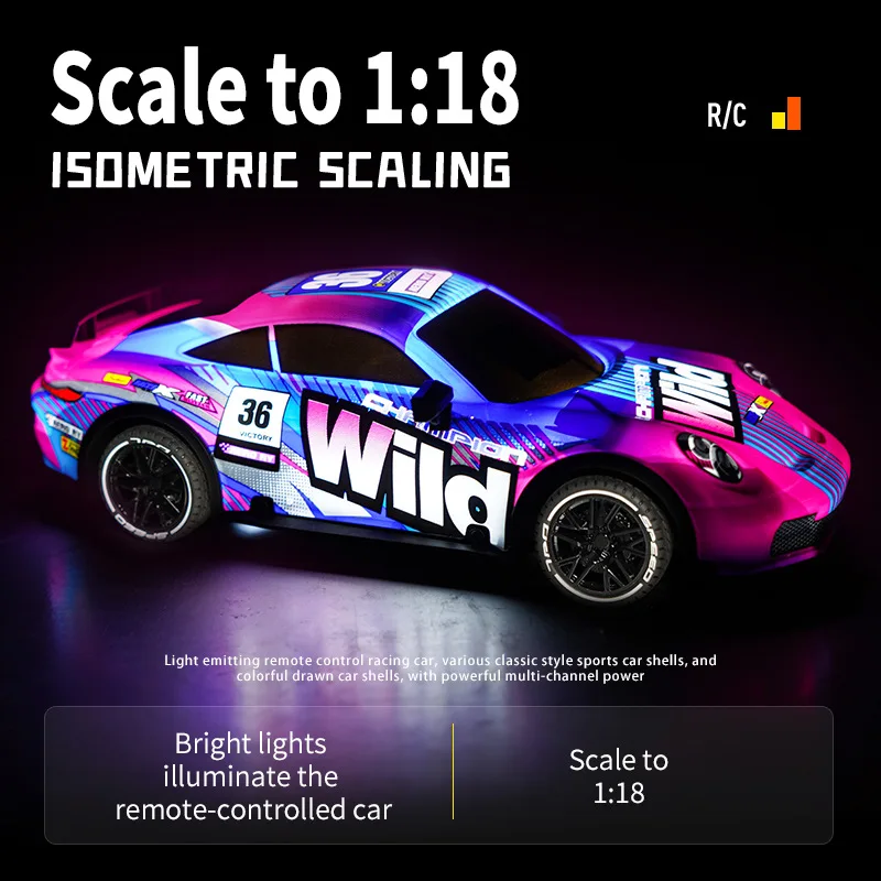 Coches RC Racing Drift 27HZ coche de juguete luminoso 1:18 Buggy de simulación Control remoto eléctrico vehículo eléctrico modelo coche Navidad - imagen 2