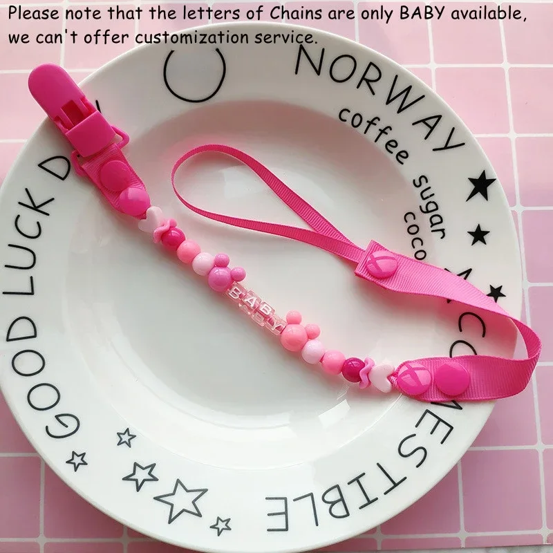 Chupete con cuentas bonitas para bebé, Clips para correa, cadena simulada ajustable, chupete para la dentición del pezón, mordedor anticaída, soporte para chupete - imagen 4