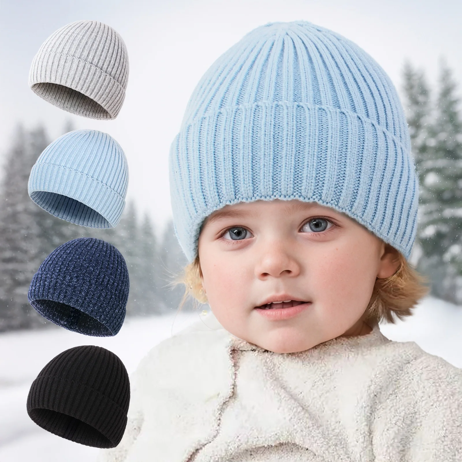 Gorro bebé de punto térmico para otoño e invierno, protección auditiva - imagen 2