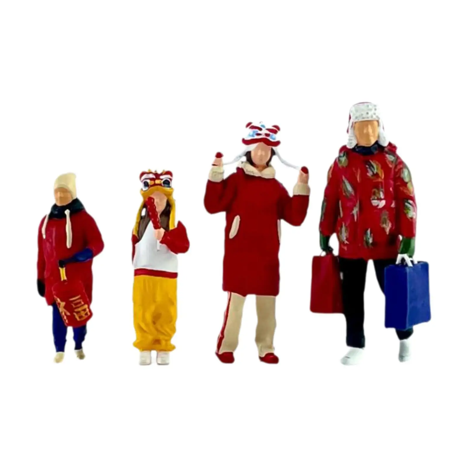 4x 1:64 Scale Diorama Family Figures Creative New Year Characters Miniatures 4x 1:64 Scale Diorama Family Figures Creative New Year Characters Miniatures