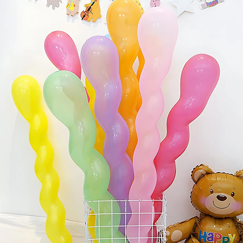 50 unids/pack globo espiral/largo/corazón/forma redonda disponible mezcla aleatoria globos de colores accesorios de decoración del hogar de vacaciones ZYF - imagen 2