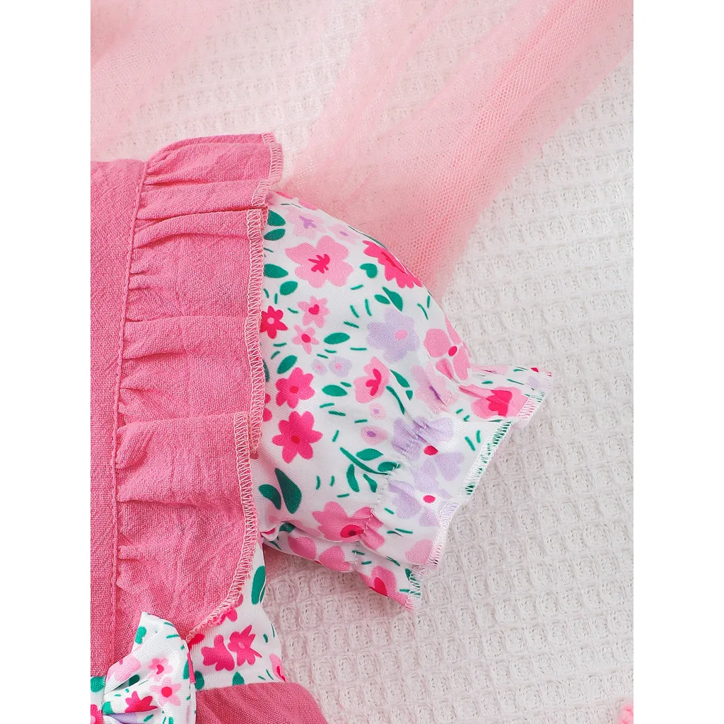 Mono de flores de manga corta para niña recién nacida de 1 a 18 meses, mono dulce infantil de verano + diadema, pelele de uso diario para niña pequeña - imagen 4