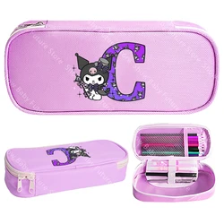 Estuche escolar Kuromi de tela Oxford con letras para niñas