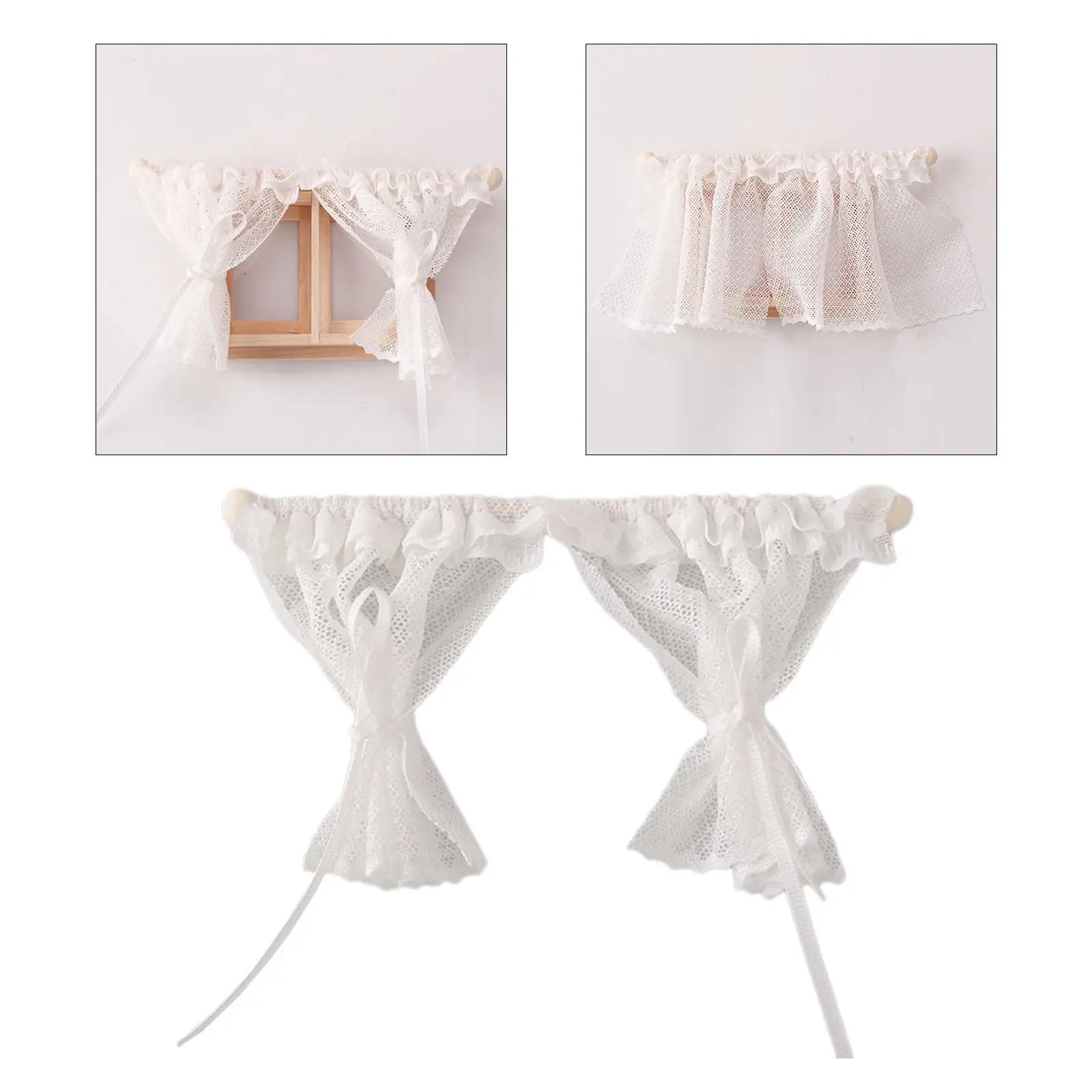 Miniature Curtain for Dollhouse Miniature Furniture Mini Window Curtain 1/12 Scale for Photo Props Mini House Diorama Decoration