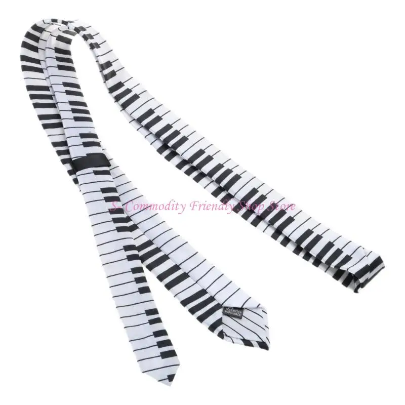 85AE Corbata clásica de piano blanco y negro para hombre - imagen 4