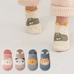 Calcetines antideslizantes para niños y niñas de 0 a 5 años, calcetines con estampado de dibujos animados para recién nacidos, Otoño e Invierno
