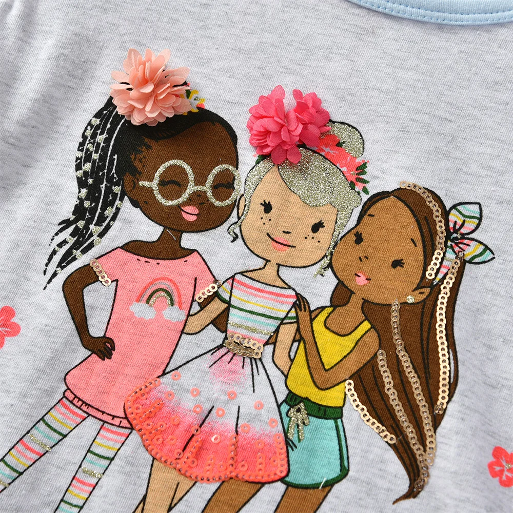 DXTON vestido primavera niña estampado floral con manga arcoíris - imagen 5