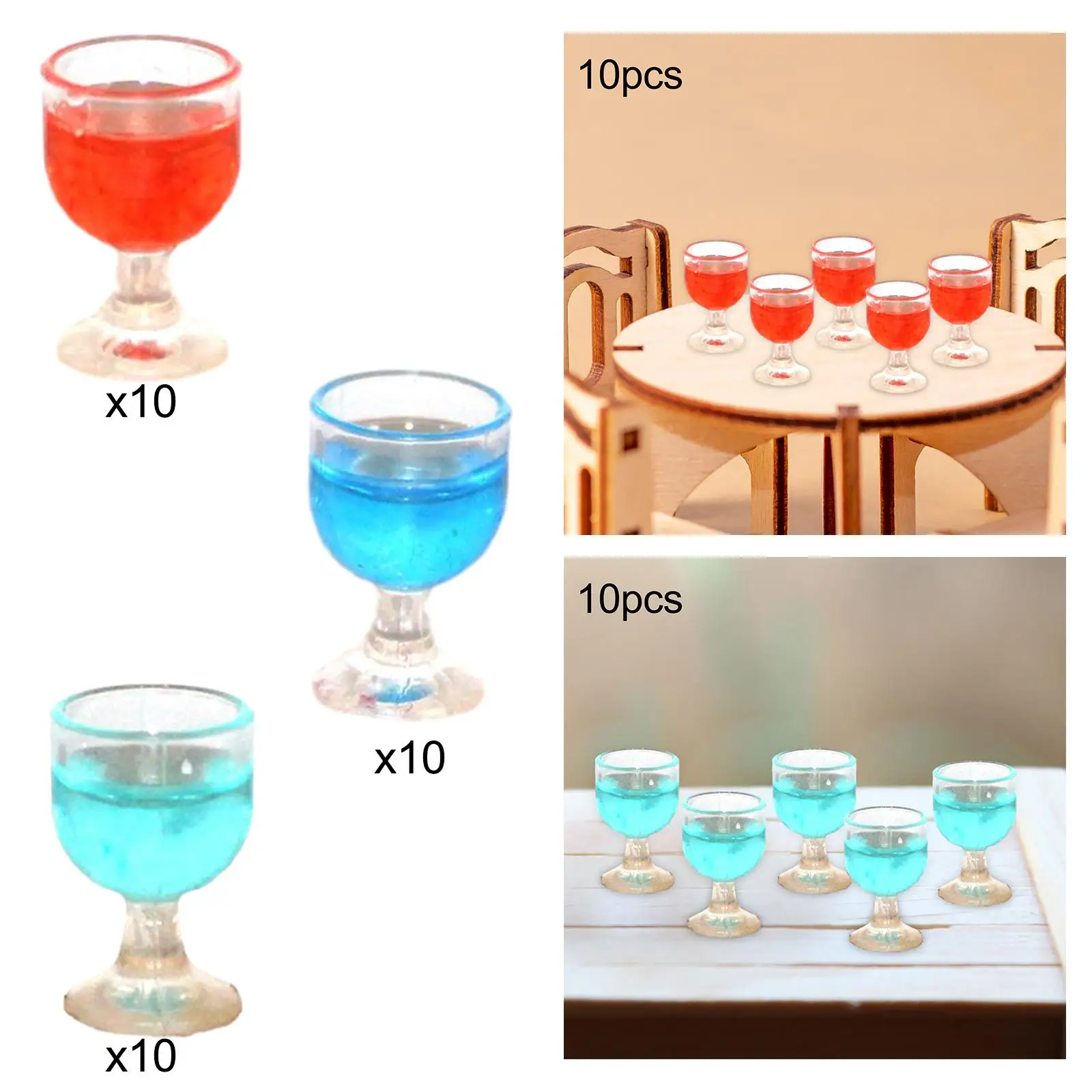 10 Pieces 1:12 Miniature Wine Glass Mini House Drink Accessory Dollhouse Drinking Water Cups Model Dollhouse Kitchen Accessories