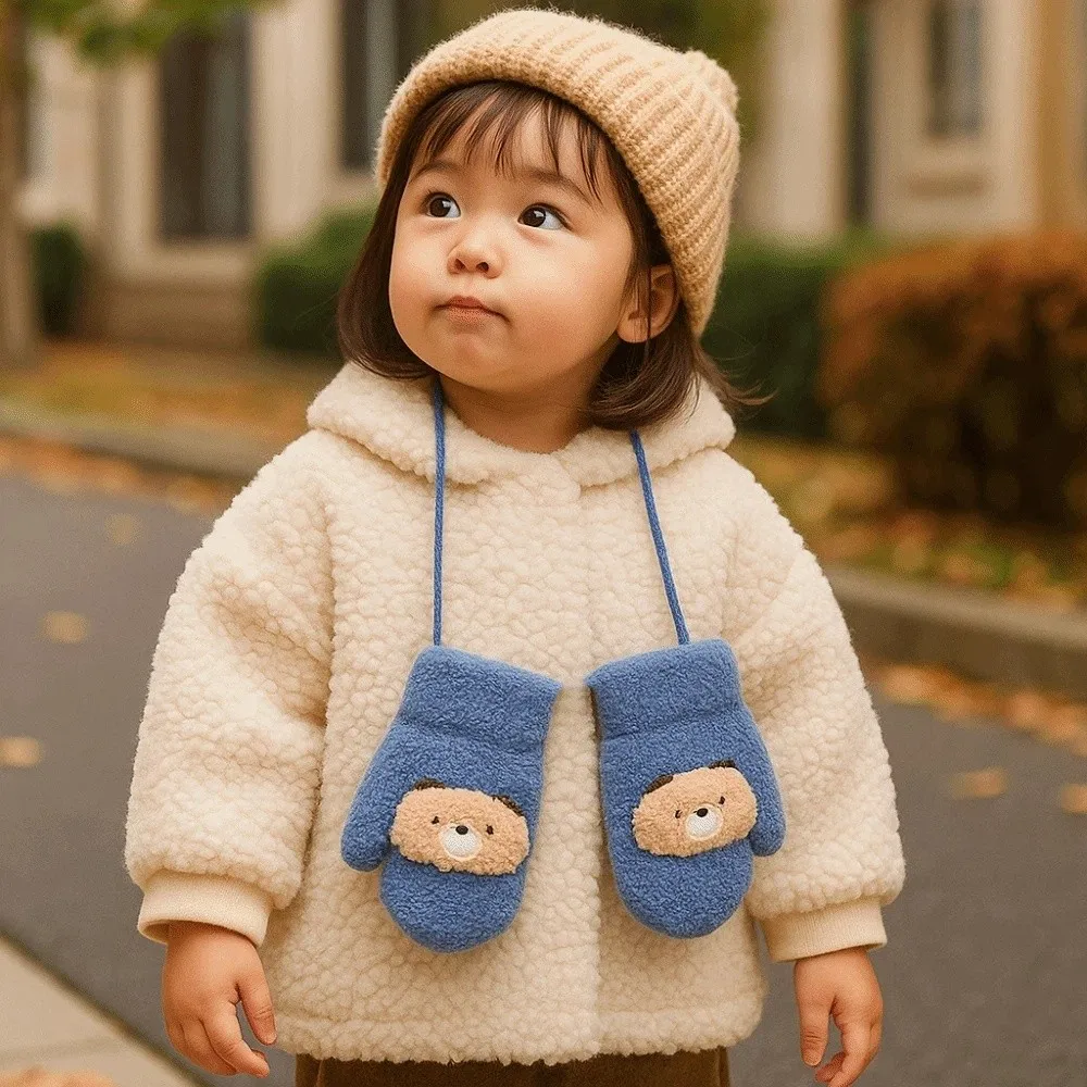 Manoplas cálidas de dibujos animados para niños, guantes gruesos antifríos, cubierta calentadora de manos de invierno de doble capa, 1-3 años, niña y niño - imagen 5