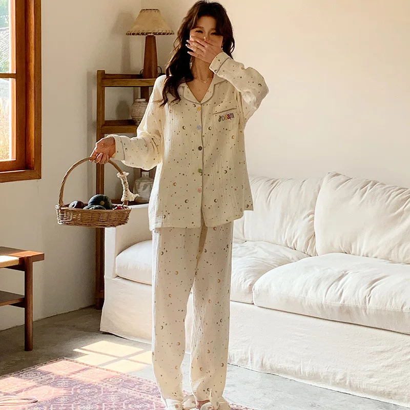 Conjuntos de ropa de dormir de maternidad y lactancia de algodón, cárdigan de dibujos animados, pijamas, traje, ropa para mujeres embarazadas, ropa para el hogar de otoño - imagen 4