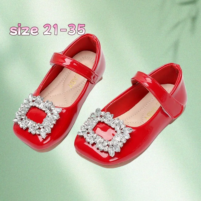 Zapatos de princesa para niña, zapatos bonitos a la moda para bebé, rojo, azul, negro, zapatos de tacón bajo, talla 21-35