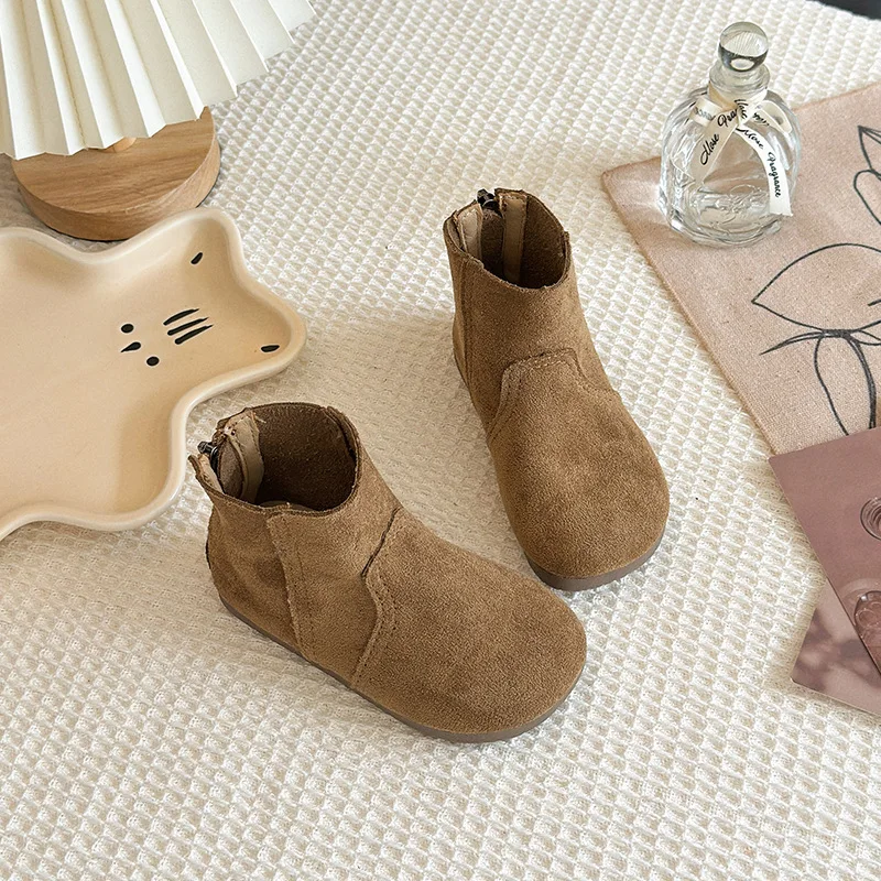 2025 Otoño Invierno botas para bebés y niñas zapatos casuales de gamuza Oxford para niños zapatos infantiles antideslizantes para exteriores botines de felpa para niños - imagen 3