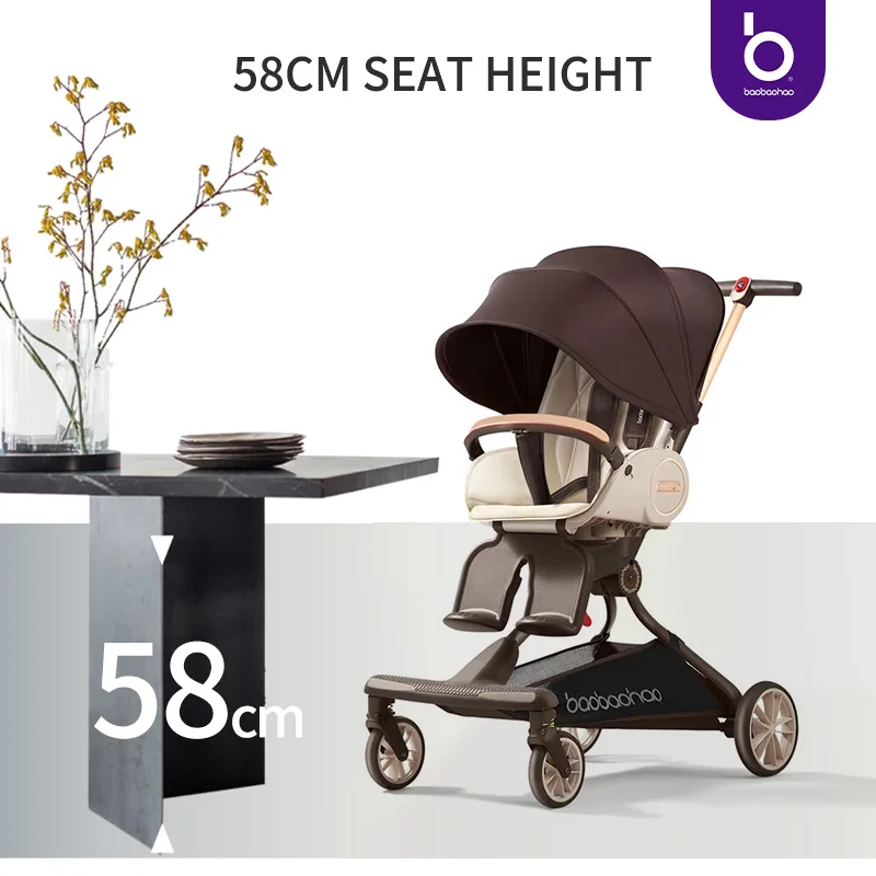 Cochecito de bebé con asiento de cadera, cochecitos Retro de viaje para bebé Vintage para niño fino, cochecito con dosel completo que puede sentarse y acostarse de 0 meses - imagen 4