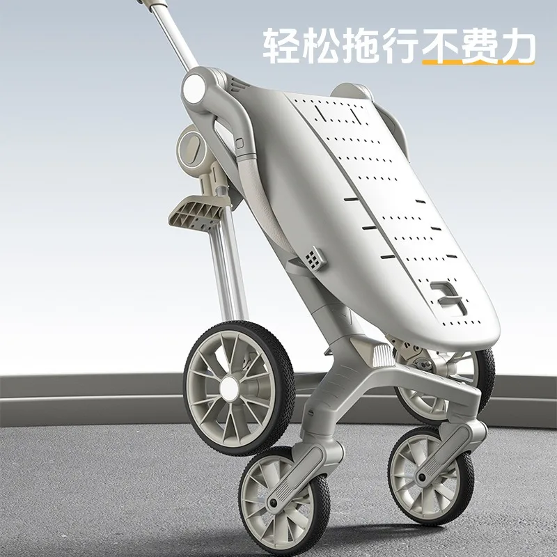 Coche para caminar ligero, plegable, bidireccional, sentado, tumbado, amortiguador para bebé, alto paisaje - imagen 4