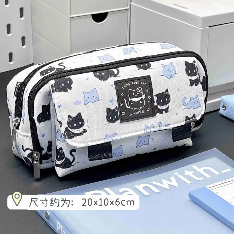 Bolsa escolar de lona con diseño de gato para niños