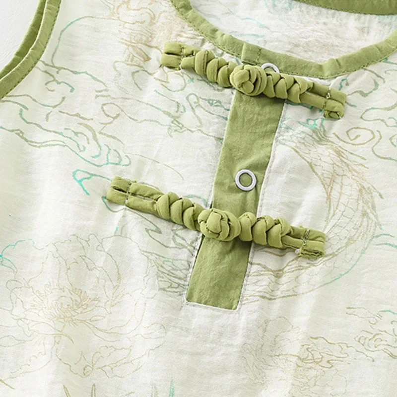 Conjuntos de peleles de verano para bebé de 0 a 3 meses, monos de algodón sin mangas con estampado bonito de estilo chino + bolsa, artículos para recién nacido B111, 2 uds. - imagen 5