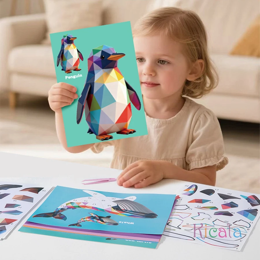 Puzzle geométrico 3D con pegatinas - Juguete educativo para niños - imagen 5