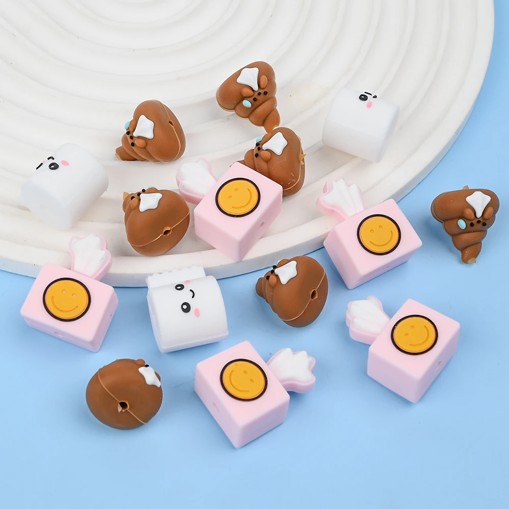 Cadena de chupete de 6 uds., cuentas de silicona, juguete para la dentición sin BPA, cuentas de dentición masticables, chupete, mordedor, accesorios para collar DIY - imagen 4