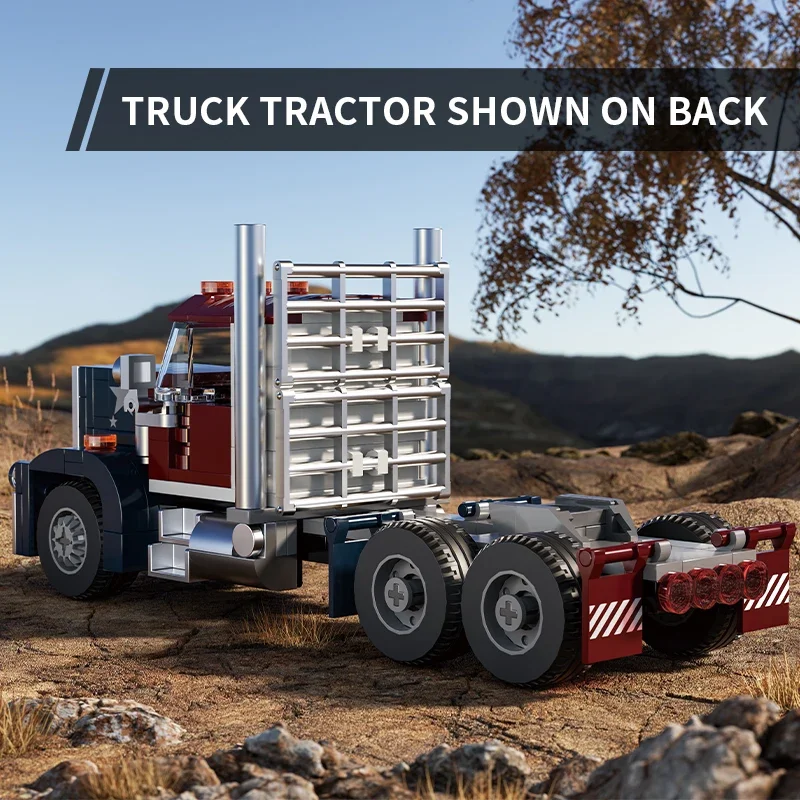 Bloques de construcción de cabeza de camión americano, contenedor conectable creativo, modelo de remolque, ladrillos, juguetes Diy para niños, regalos de vacaciones, 268 Uds. - imagen 2
