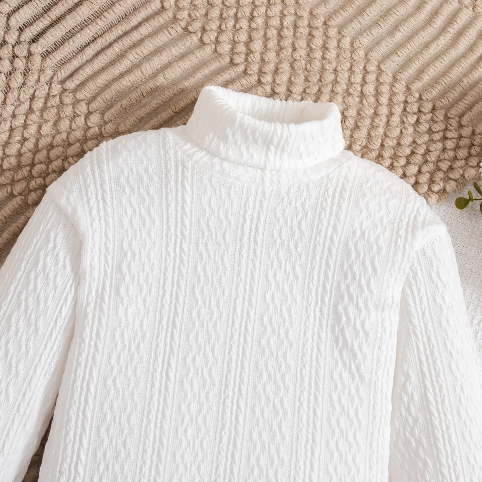 Conjuntos de 2 uds para niños, ropa de otoño para niñas, Tops blancos de manga larga con cuello alto + falda de PU, ropa de Boutique para bebés BC565 - imagen 5