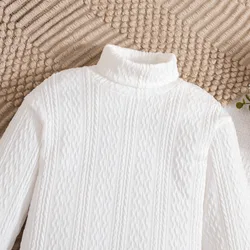 Top blanco manga larga con falda PU – Conjunto bebé niña otoño