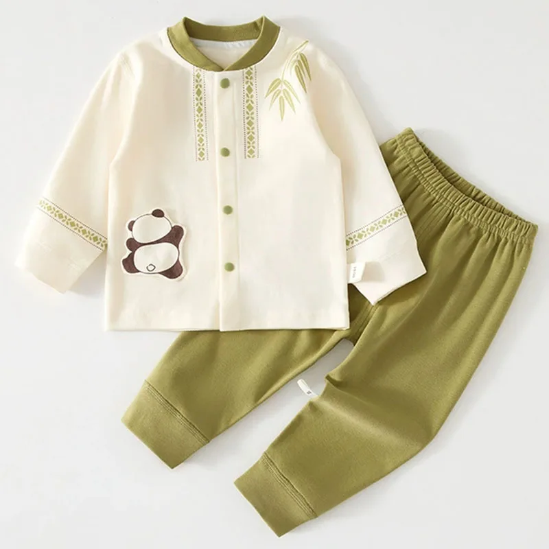 Conjunto de otoño de algodón con estampado de panda para bebé - imagen 2