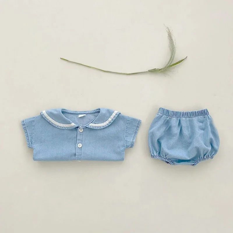 MILANCEL Nouvel ensemble en jean pour enfants de 0 à 3 ans avec col marin – Tenue pour bébé élégante et confortable - imagen 3