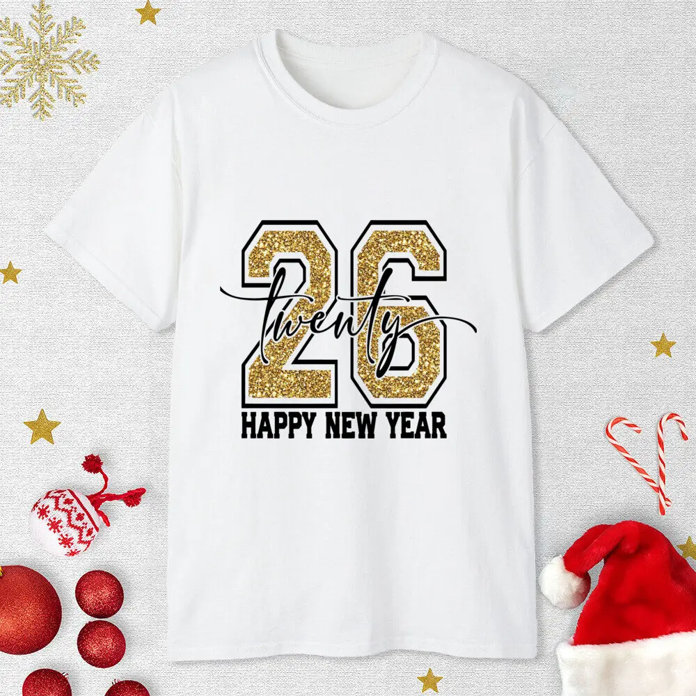 Camisetas a juego con estampado de Feliz Año Nuevo 2026, camisetas para hombre, mujer y niño, pelele suave para bebé, regalo de fiesta de año nuevo - imagen 5