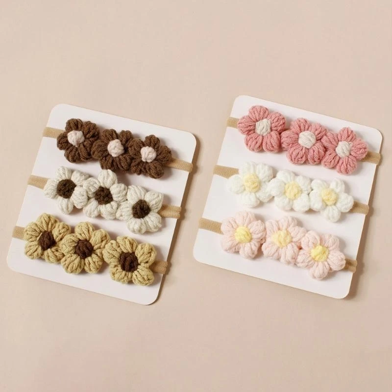 1 Uds. Diadema para niña, bonita banda elástica para el pelo para bebé, cabeza para recién nacido, diadema tejida con flores para niño, accesorios para niño - imagen 4