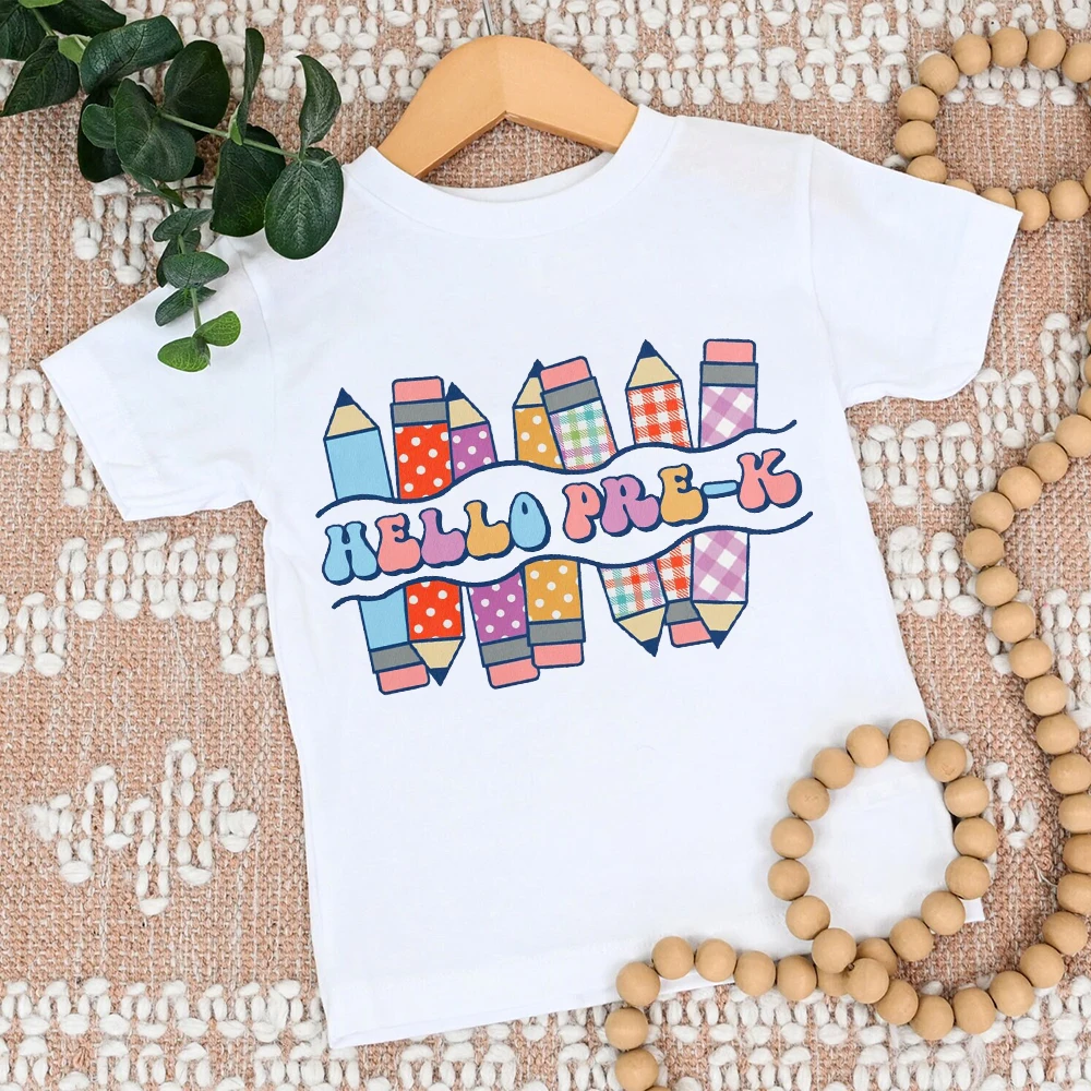 Camisa de Hello Prek Para Niños y Niñas, ropa bonita para el primer día de la escuela, regalo de regreso a la escuela, camisa preescolar para niños pequeños