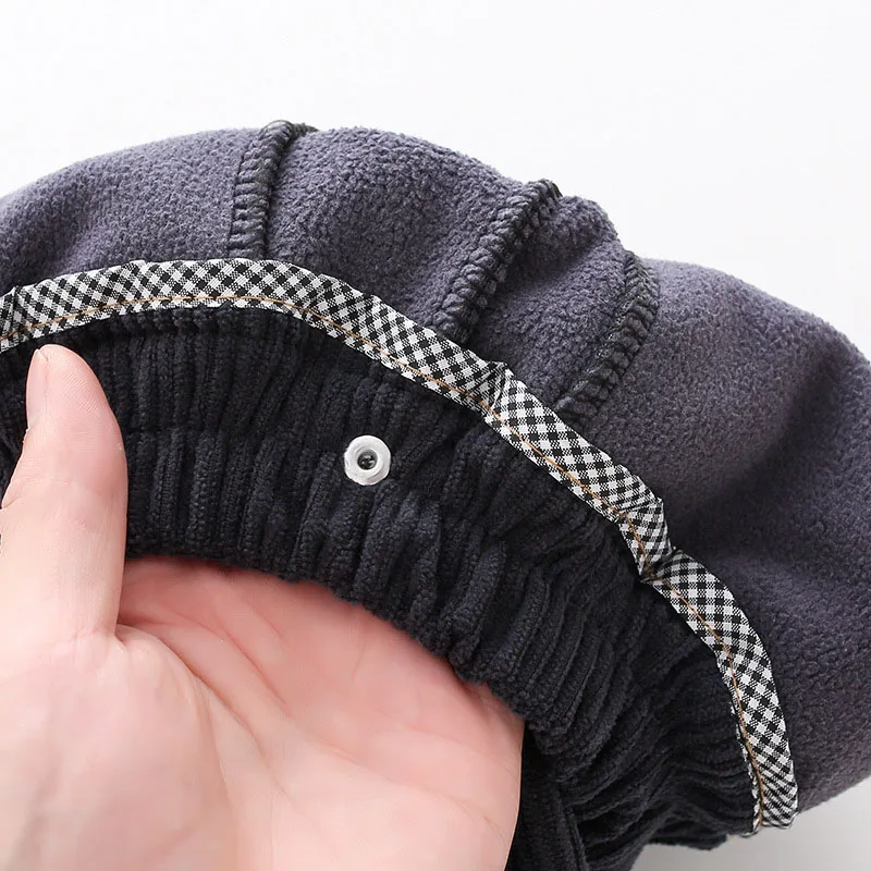 Pantalones informales de pana para niños, pantalones acolchados de lana con parches de Color sólido para invierno de 2 a 7T, pantalones cálidos y gruesos para niños - imagen 5