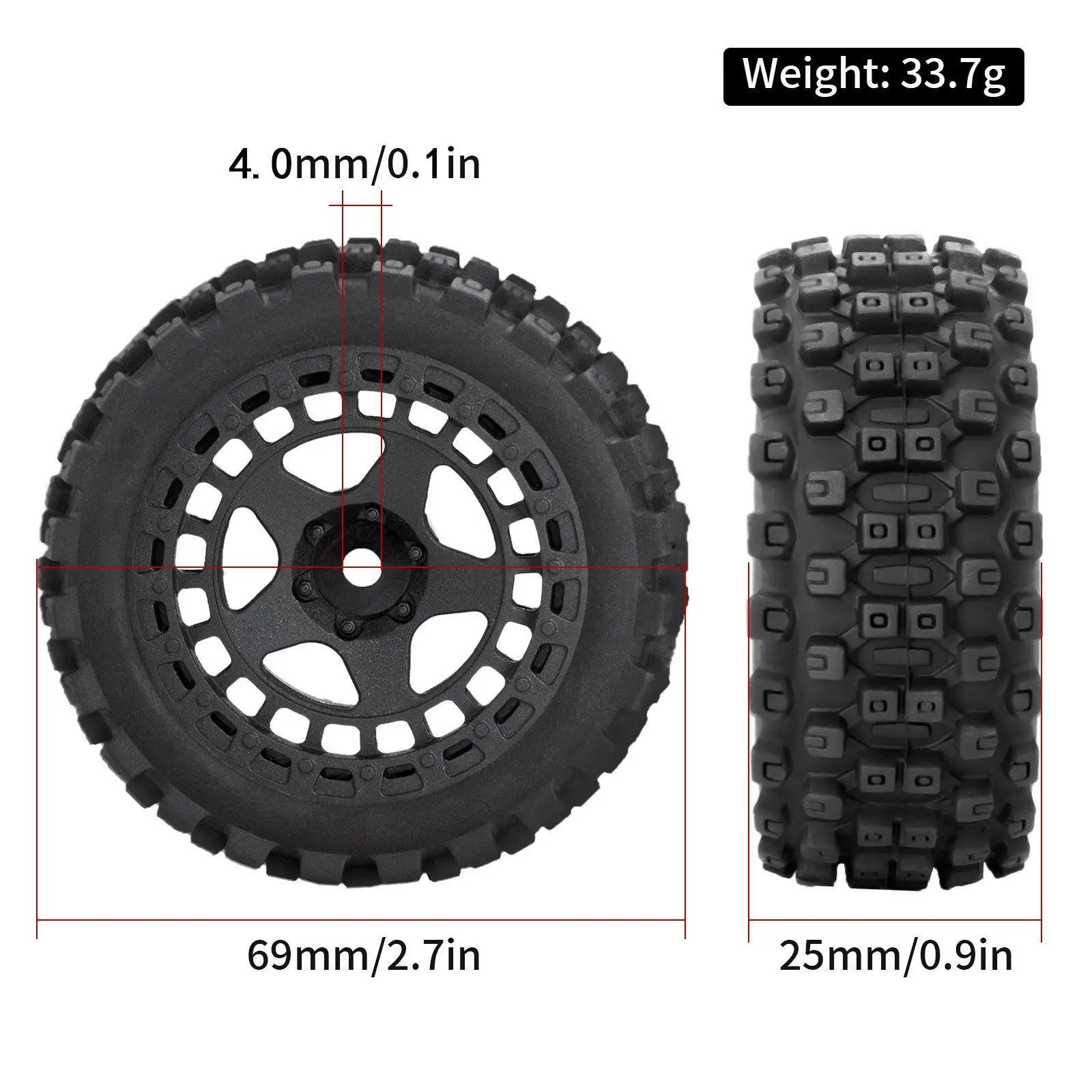 4x RC Car Rubber Tires Wheel Tires Set Rally Tyres Upgrade for 1:18 RC Hobby Car