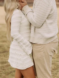 Vestido blanco de maternidad fruncido para fotografía de embarazo