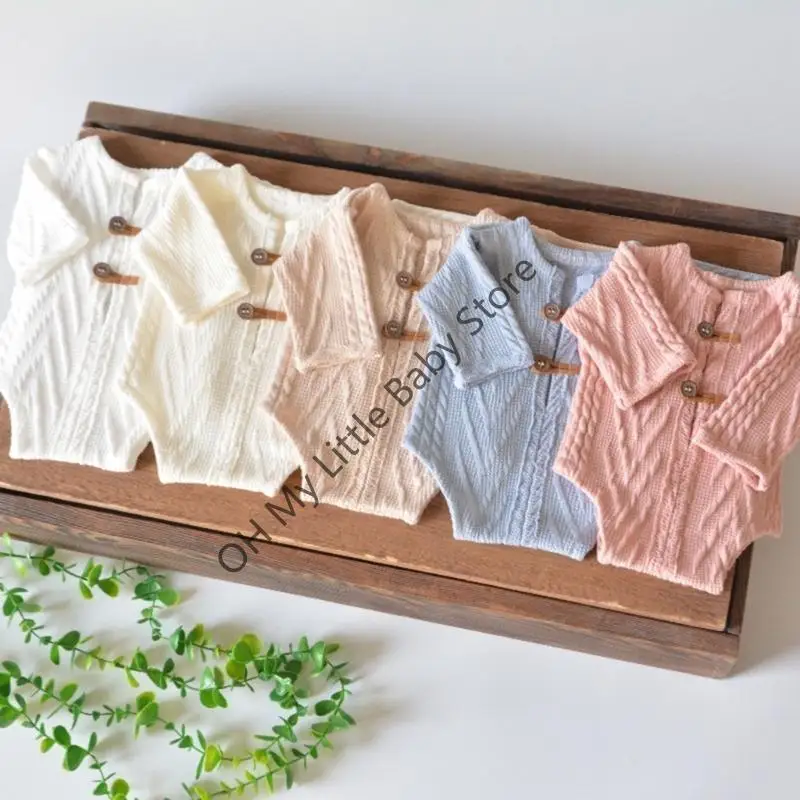 M76C Tricoting Romper pour bébé photographie neuf-né garçon unisexe vêtements photos Photoshotage - imagen 4